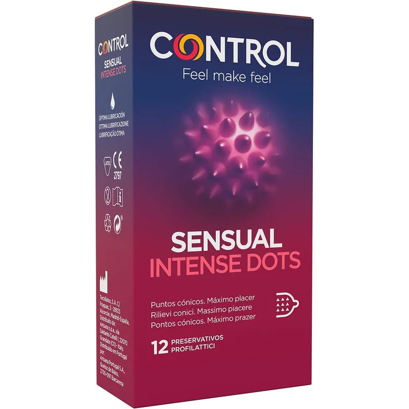Sensual Control Intense Dots - 12 preservativos