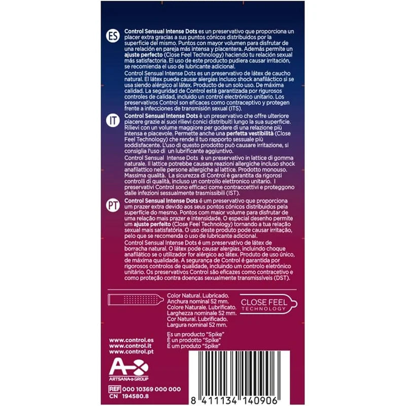 Control Sensual Intense Dots 12 condones