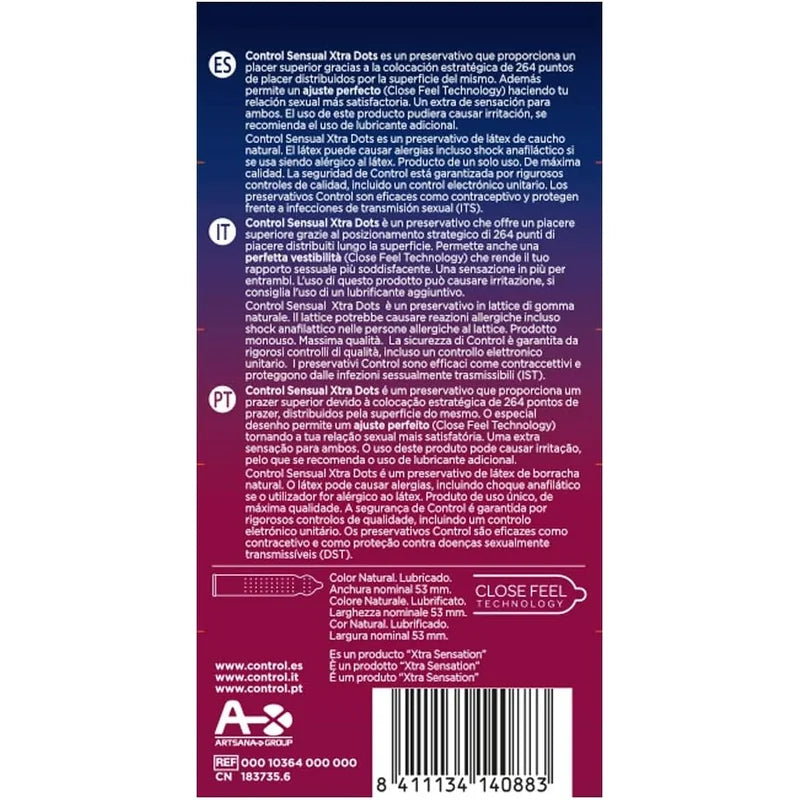 Control Sensual Xtra Dots 12 condones