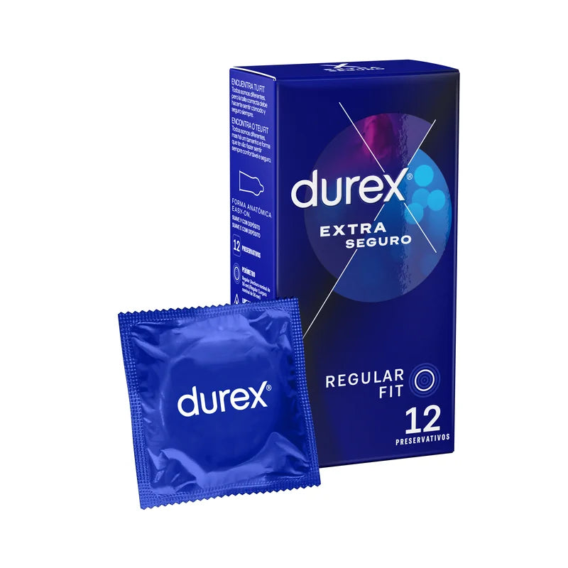 Preservativos Durex Extra Safe, embalagem com 12 unidades.