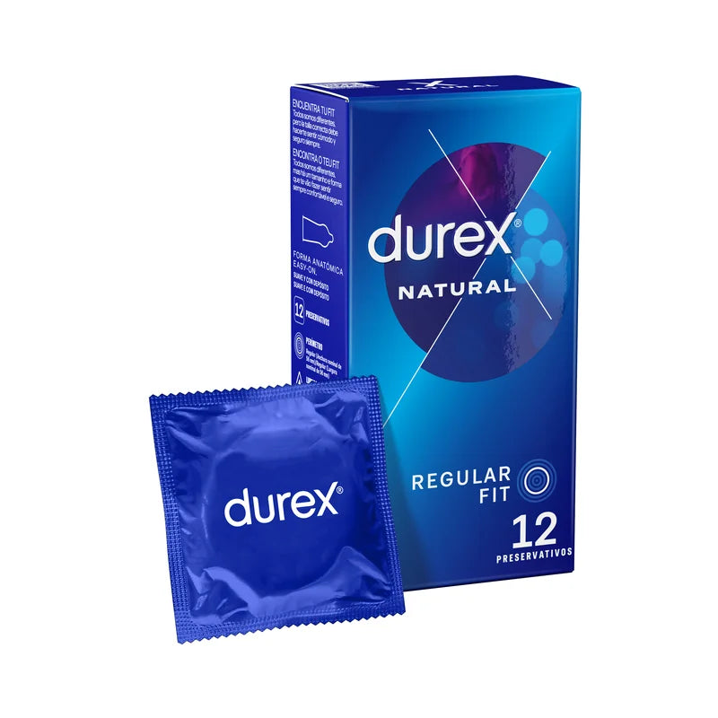 Preservativos Durex Natural, embalagem com 12 unidades.