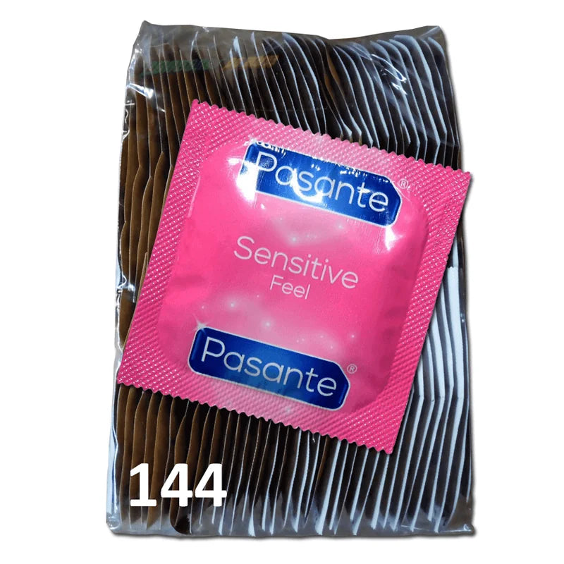 Pasante Sensitive / Sinta numa embalagem com 144 preservativos.
