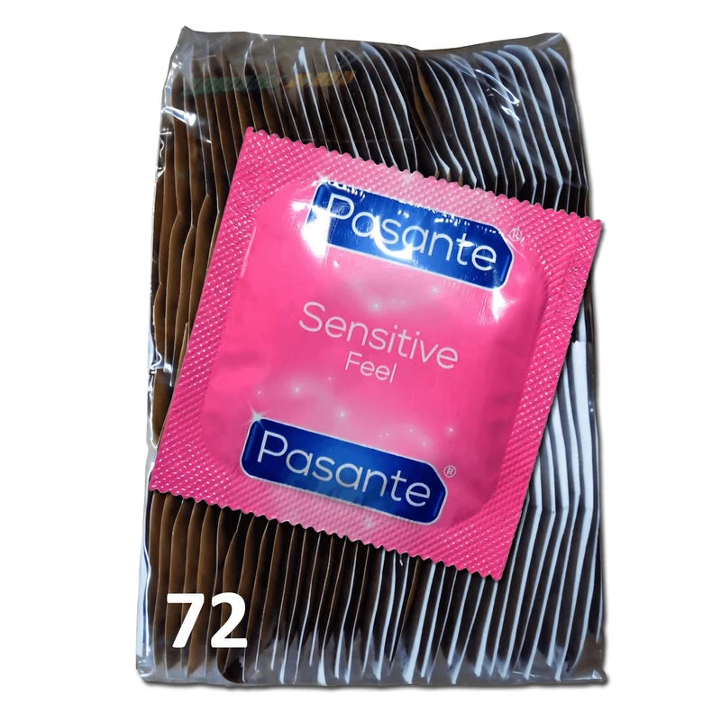 Pasante Sensitive / Sinta numa embalagem com 144 preservativos.