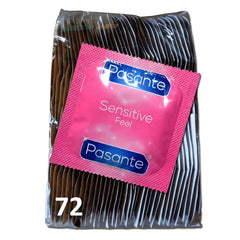 Pasante Sensitive / Sinta numa embalagem com 144 preservativos.